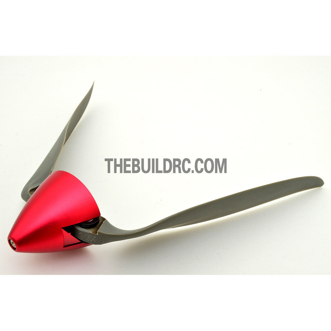 11 x 8" Folding Propeller with 30mm Aluminum Spinner ??4mm Hub - Red