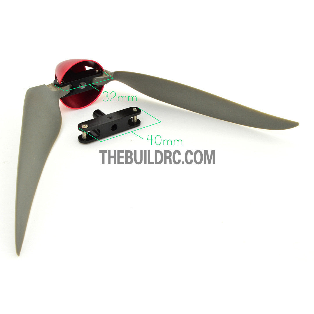 11 x 8" Folding Propeller with 30mm Aluminum Spinner ??4mm Hub - Red