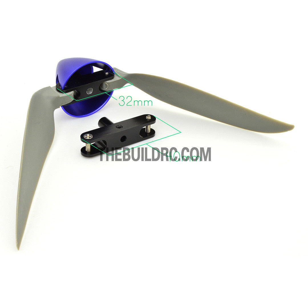 9 x 5" Folding Propeller with 30mm Aluminum Spinner Ø3.17mm Hub - Blue