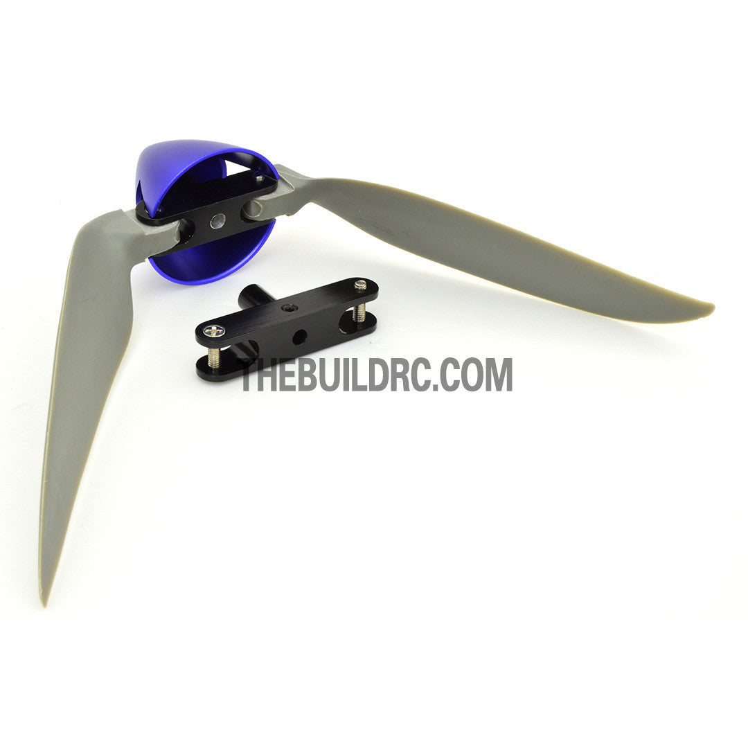 9 x 5" Folding Propeller with 30mm Aluminum Spinner Ø3.17mm Hub - Blue