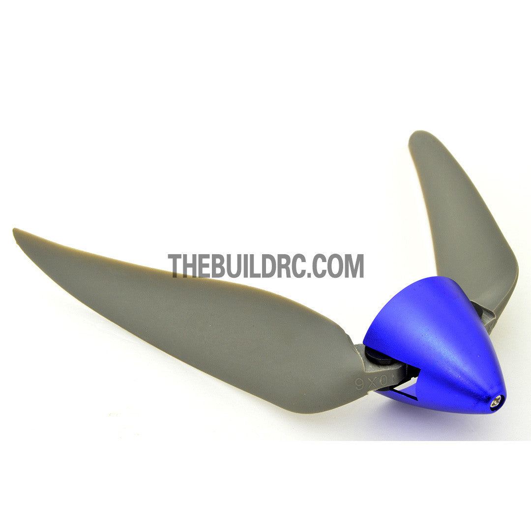 10 x 6" Folding Propeller with 30mm Aluminum Spinner Ø4mm Hub - Blue