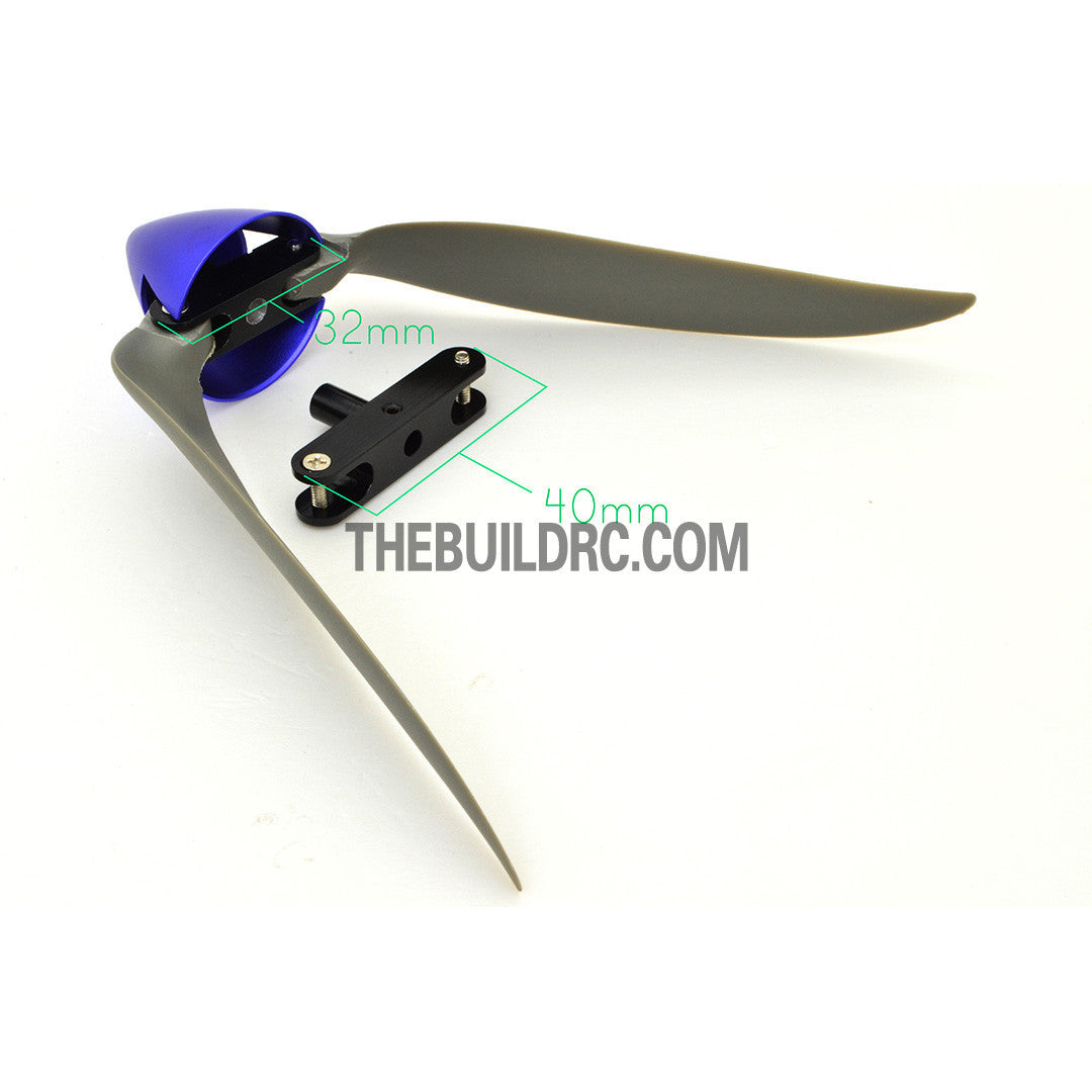 10 x 6" Folding Propeller with 30mm Aluminum Spinner Ø4mm Hub - Blue