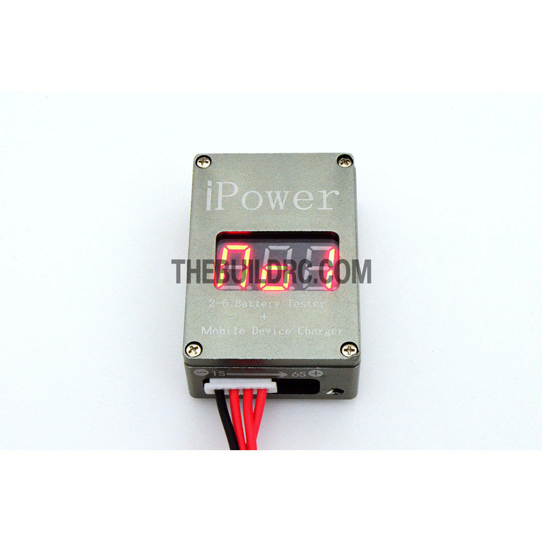 RC 2-6S LiPo Battery Voltage Tester Monitor and Mobile Device USB Charger