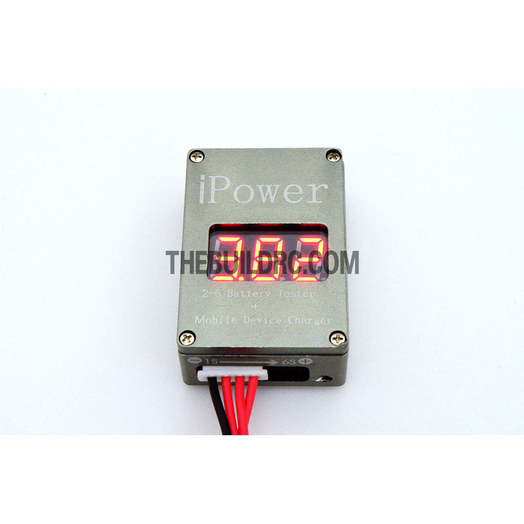 RC 2-6S LiPo Battery Voltage Tester Monitor and Mobile Device USB Charger