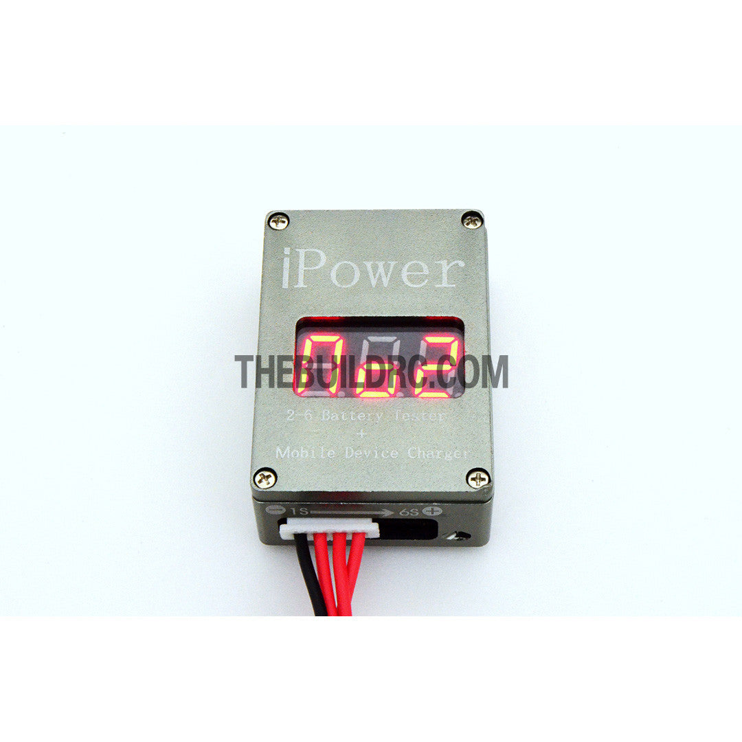 RC 2-6S LiPo Battery Voltage Tester Monitor and Mobile Device USB Charger