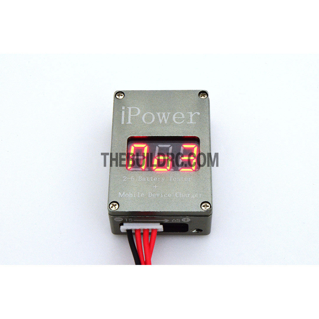 RC 2-6S LiPo Battery Voltage Tester Monitor and Mobile Device USB Charger