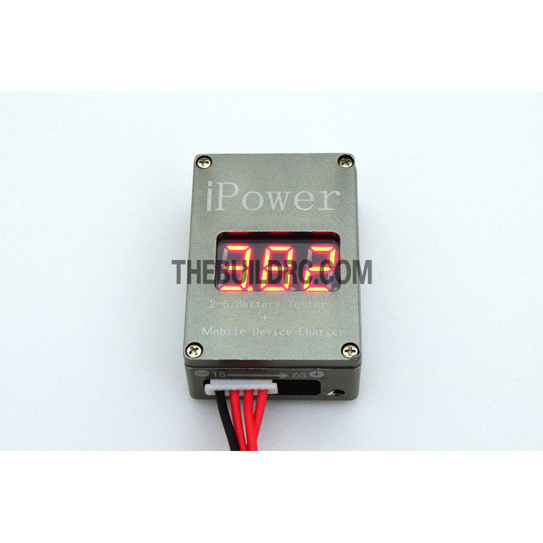 RC 2-6S LiPo Battery Voltage Tester Monitor and Mobile Device USB Charger