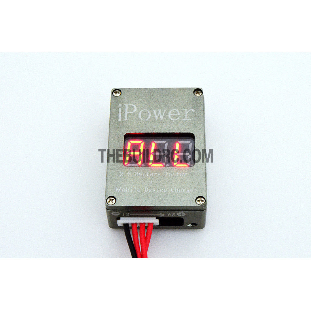RC 2-6S LiPo Battery Voltage Tester Monitor and Mobile Device USB Charger