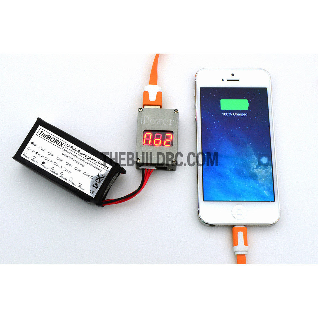 RC 2-6S LiPo Battery Voltage Tester Monitor and Mobile Device USB Charger