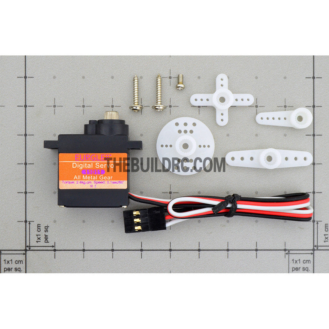 Eurgle 16g???2.4kg.cm 260 degree 0.10sec/60?? All Metal Gear High Torque High Voltage Digital Servo