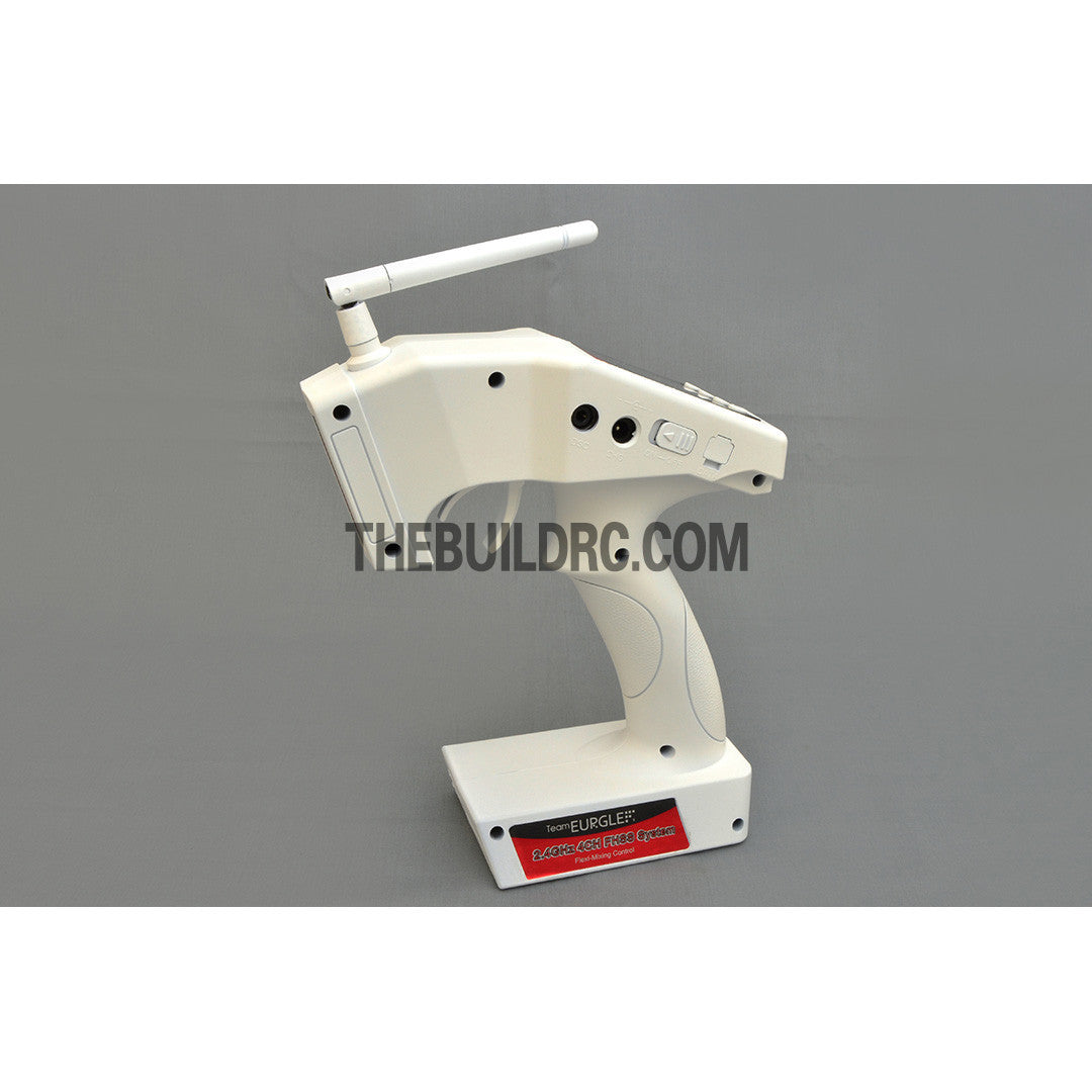 Eurgle 2.4Ghz 4Ch Digital FHSS Flexi-Mixing System LCD Pistol Grip Radio Gear with Built-in Gyro - White