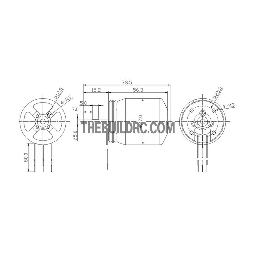 Turborix RC Plane / 500 Helicopter 850kv (rpm/v) D3648 Outrunner BL Brushless Motor