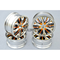 1/10 RC Car Hip-hop Style Metallic Plate Silver Wheel Set C - Orange