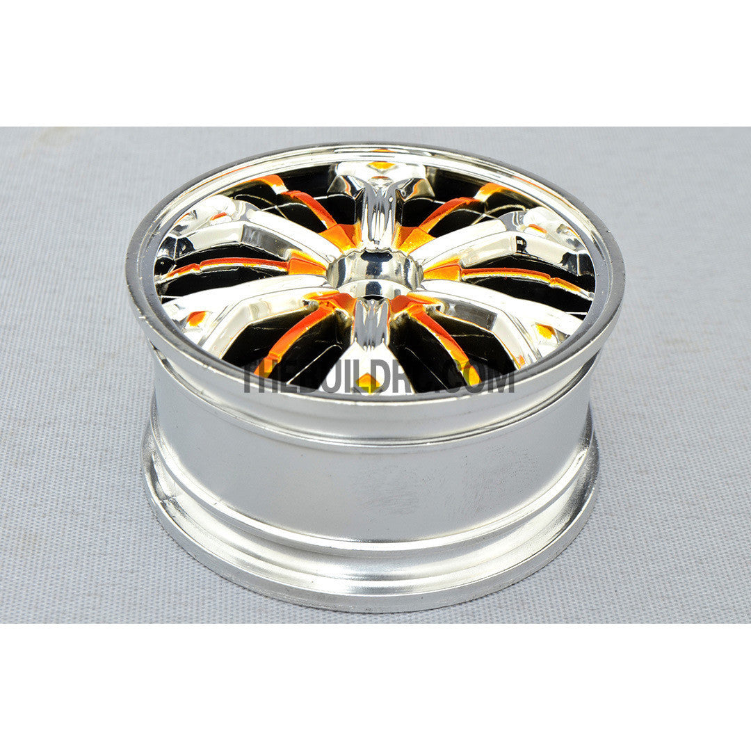 1/10 RC Car Hip-hop Style Metallic Plate Silver Wheel Set C - Orange