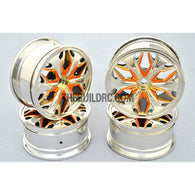 1/10 RC Car Hip-hop Style Metallic Plate Silver Wheel Set D - Orange