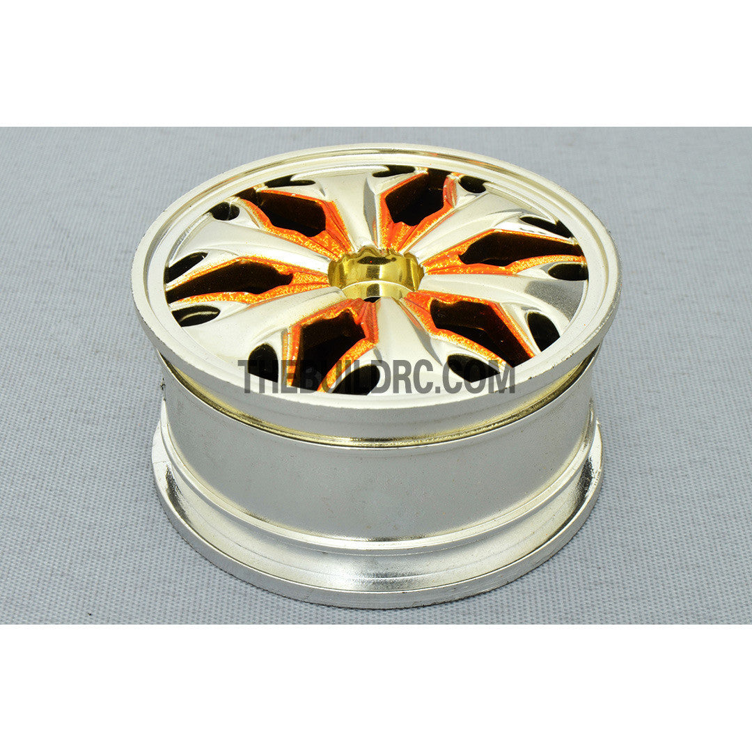 1/10 RC Car Hip-hop Style Metallic Plate Silver Wheel Set D - Orange
