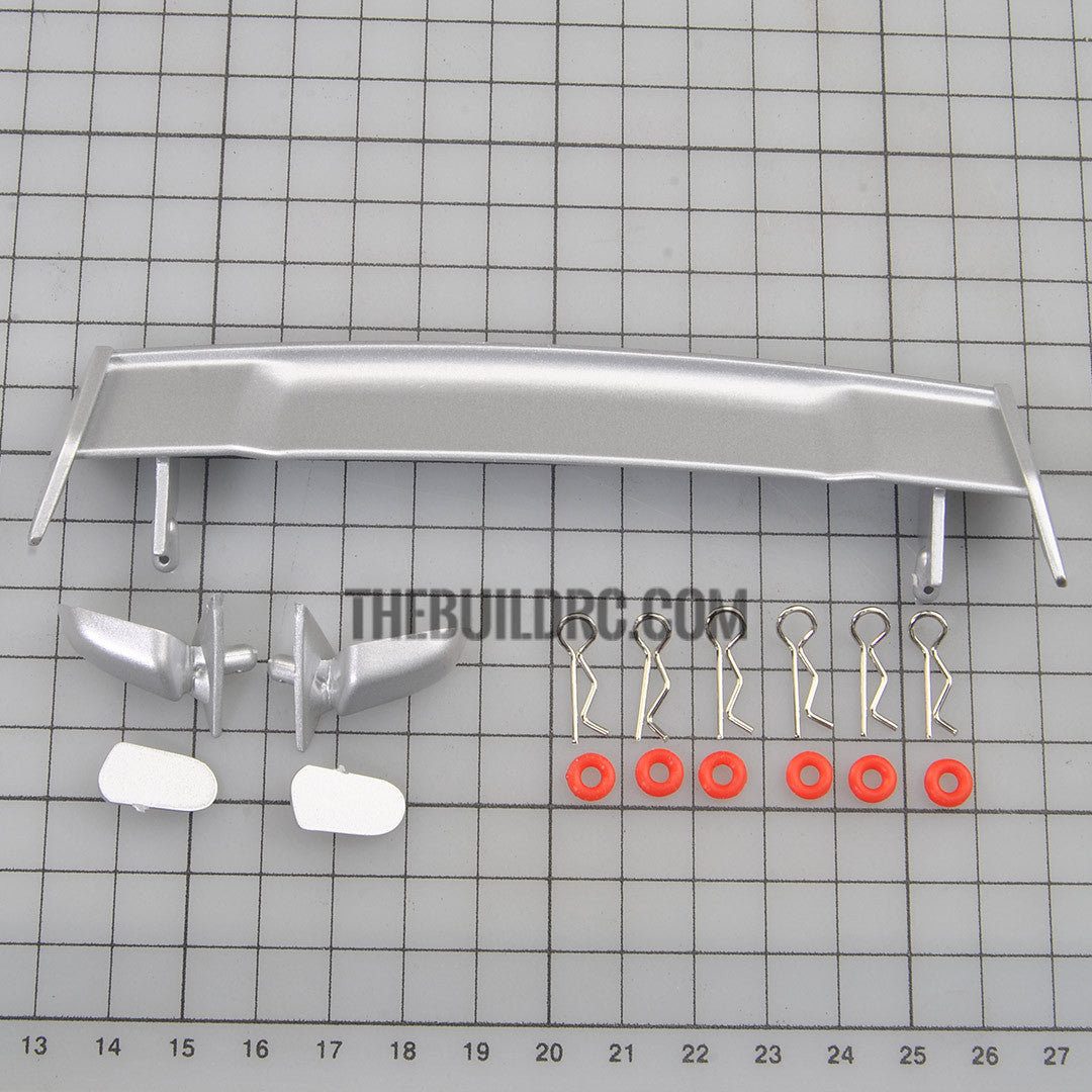1/10 RC Car Body Rear Spoiler & Side Mirror Set (Silver)