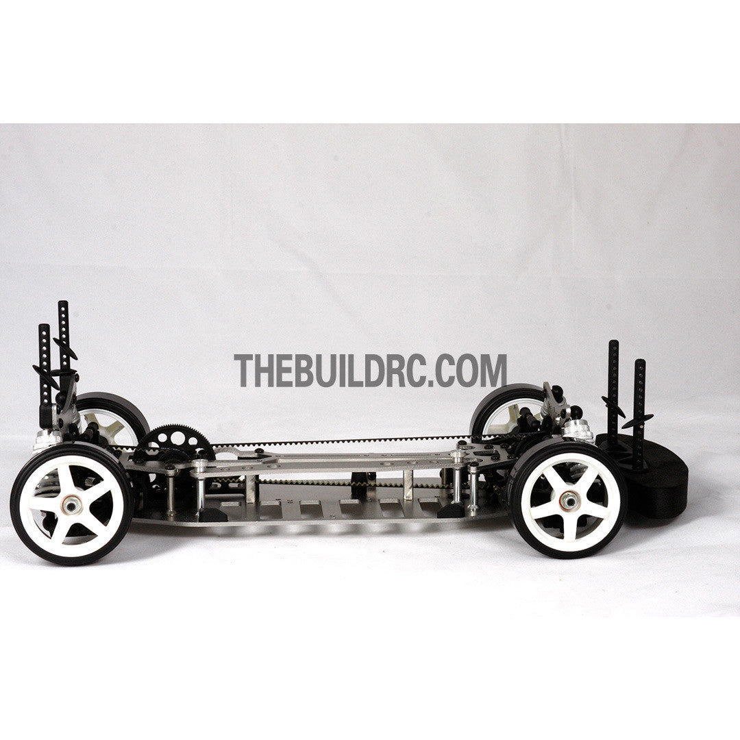 1/10 RC EP XR 4WD On-Road Belt Drive Racing Car Aluminum Chassis - Silver