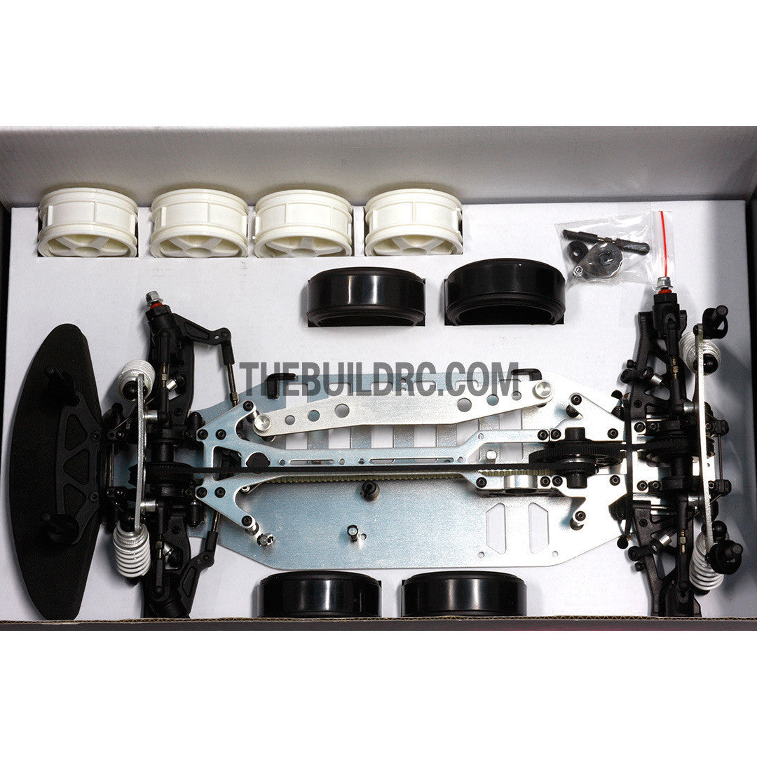 1/10 RC EP XR 4WD On-Road Belt Drive Racing Car Aluminum Chassis - Silver
