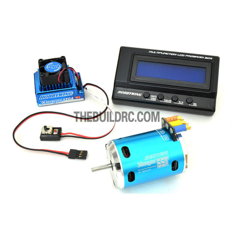 HobbyWing XERUN COMBO-X3A 5.5T 6000kv Sensored Brushless Motor 120A ESC Power System for 1/10 & 1/12 RC On-Road / Off-Road Racing Car - Blue