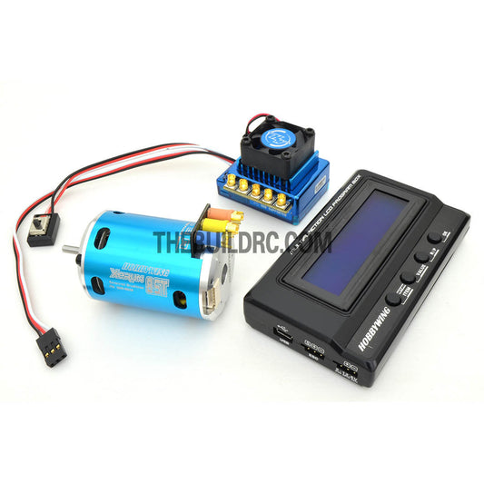 HobbyWing XERUN COMBO-X5A 8.5T 4000kv Sensored Brushless Motor 120A ESC Power System for 1/10 & 1/12 RC On-Road Racing Car - Blue
