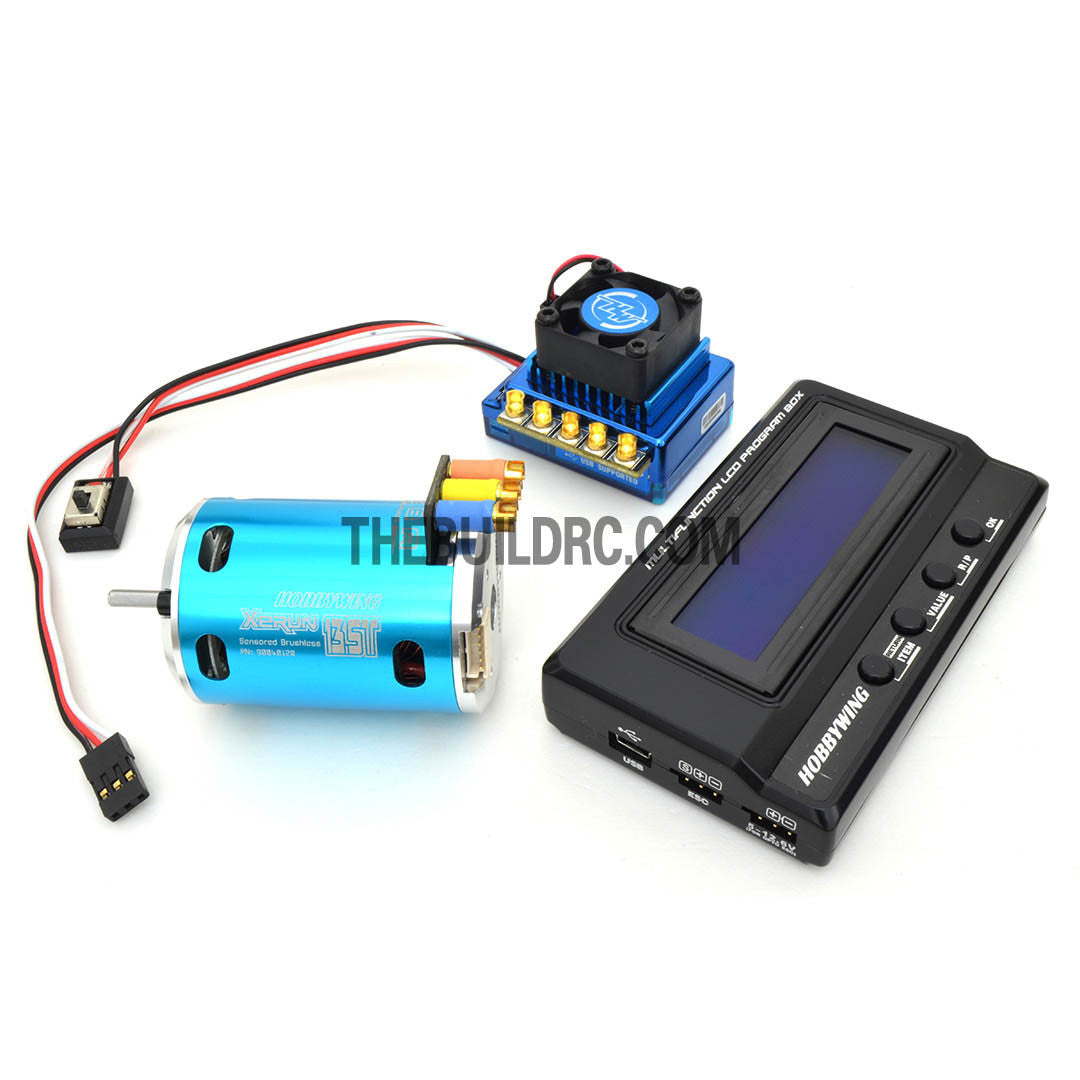 HobbyWing XERUN COMBO-X7A 13.5T 2500kv Sensored Brushless Motor 120A ESC Power System for 1/10 RC Off-Road Racing Car - Blue