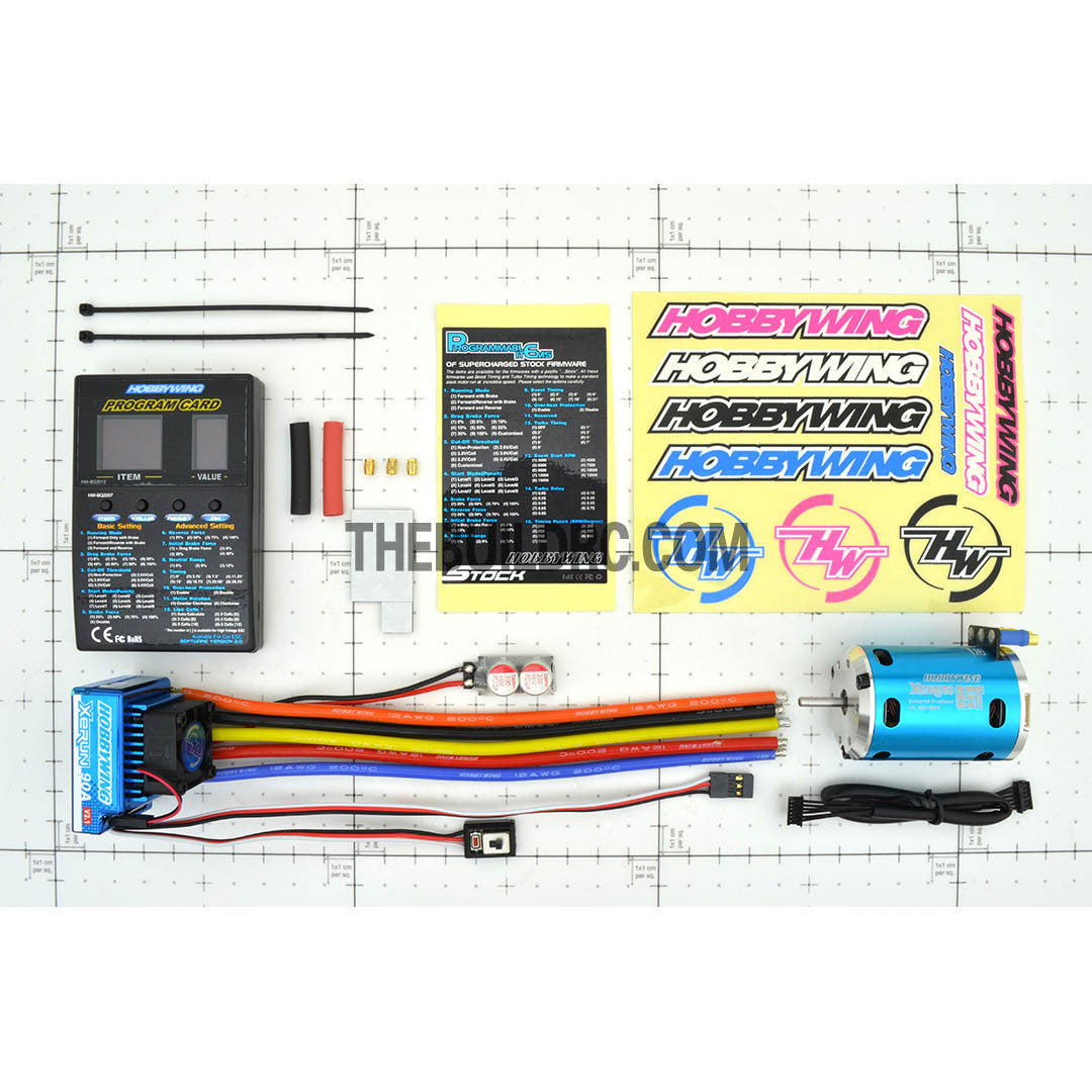 HobbyWing XERUN COMBO-X8B 8.5T 4000kv Sensored Brushless Motor 90A ESC Power System for 1/10 RC On-Road Racing Car - Blue