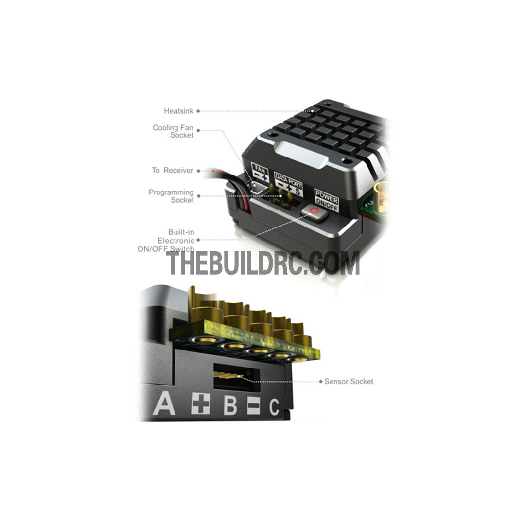 SkyRC TORO TS120A Upgrade Version Brushless Sensored Motor Programmable ESC with Aluminum Case For 1/10 RC Car Black