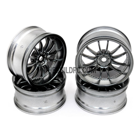 1/10 RC Car 12 Spoke Wheel Sports 26mm (4pcs) - Grey
