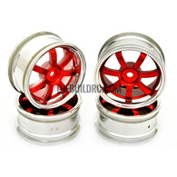 1/10 RC Car 6 Spoke 26mm Metallic Plate Chrome Wheel (4pcs) - Red
