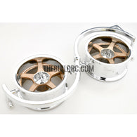 1/10 RC Car 5 Spoke Metallic Plate Wheel Sports 26mm 2pcs - Silver/Red