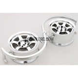 1/10 RC Car 6 Spoke Metallic Plate Wheel Sports 26mm 2pcs - Silver / Black