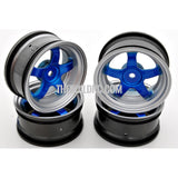 1/10 RC Car 5 Spoke Metallic Plate Wheel Sports 26mm 4pcs - Blue