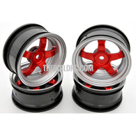 1/10 RC Car 5 Spoke Metallic Plate Wheel Sports 26mm 4pcs - Red