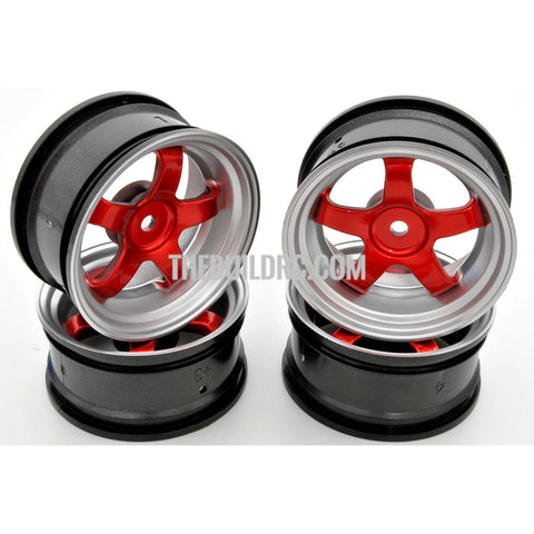 1/10 RC Car 5 Spoke Metallic Plate Wheel Sports 26mm 4pcs - Red
