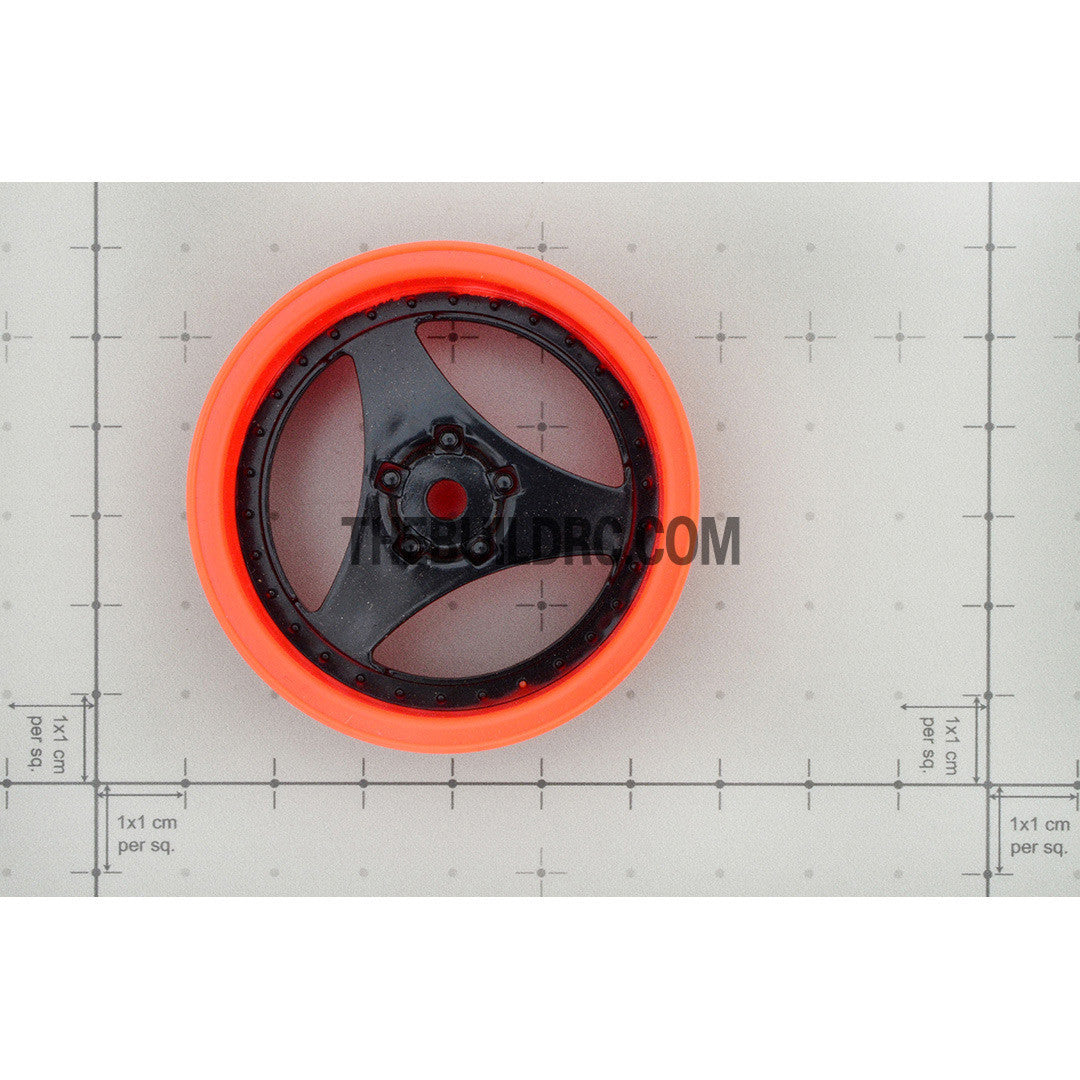 1/10 RC Car 3 Spoke Sporty Wheel 4pcs - Red / Black