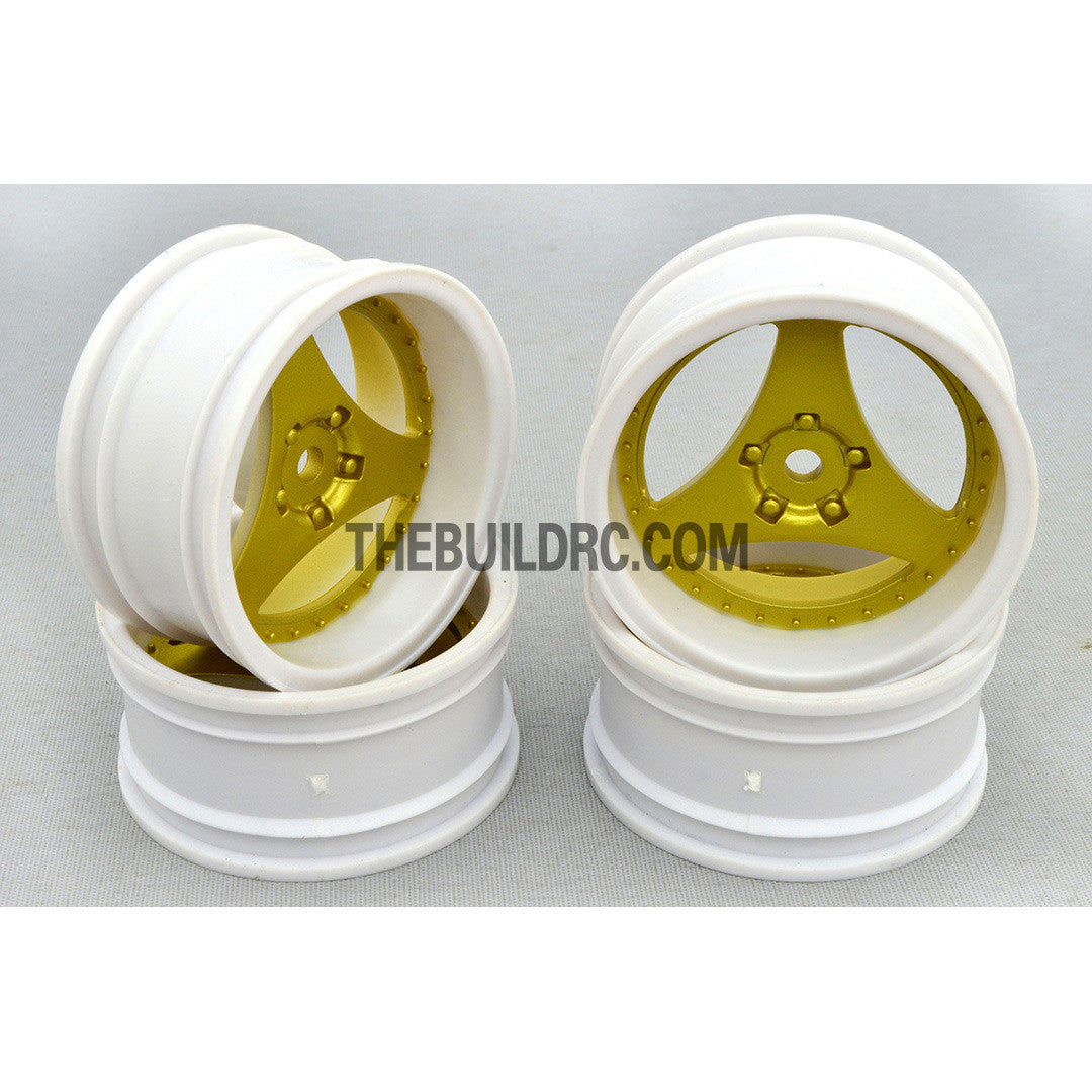 1/10 RC Car 3 Spoke Sporty Wheel 4pcs - White / Gold (Spoke)