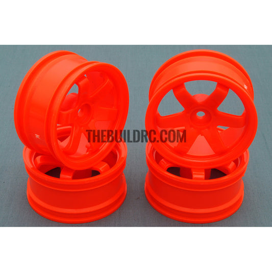 1/10 RC Car 6 Spoke 3mm Offset Drift 26mm Wheel Rim Set - Orange