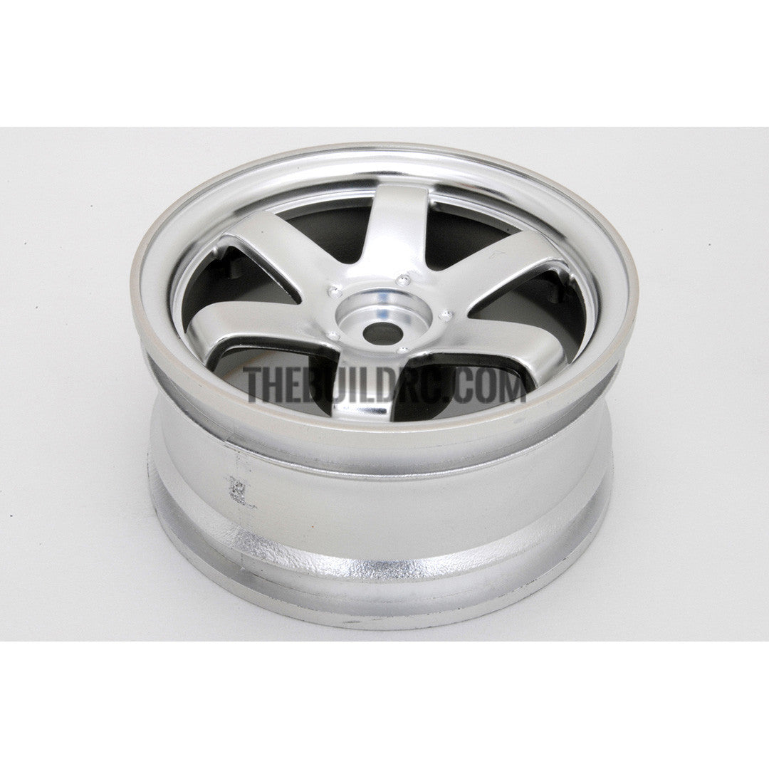1/10 RC Car 6 Spoke 3mm Offset Drift 26mm Wheel Rim Set - Silver