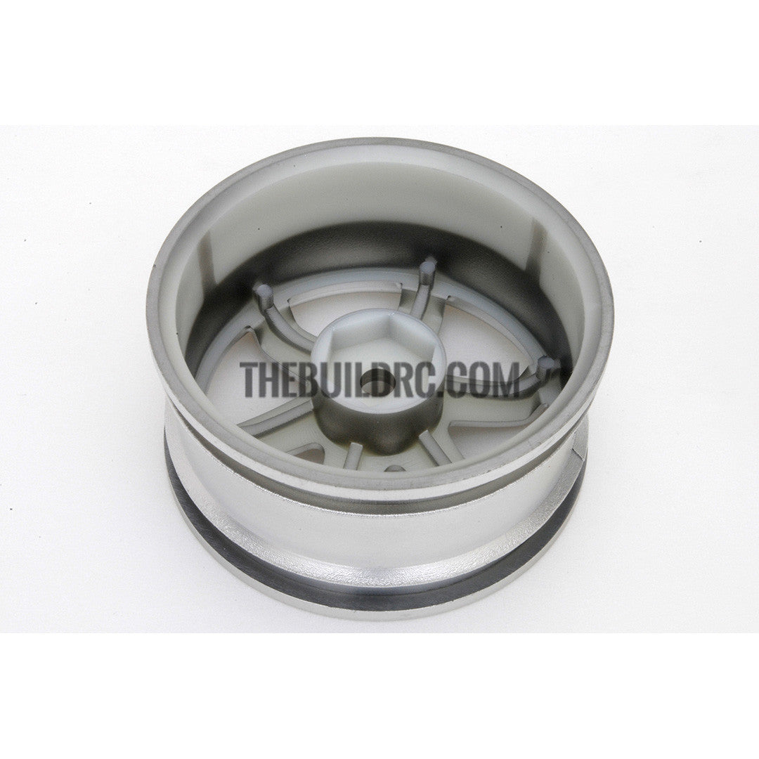 1/10 RC Car 6 Spoke 3mm Offset Drift 26mm Wheel Rim Set - Silver
