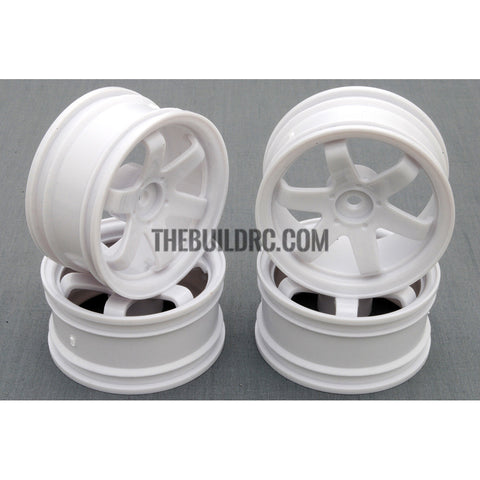 1/10 RC Car 6 Spoke 3mm Offset Drift 26mm Wheel Rim Set - White
