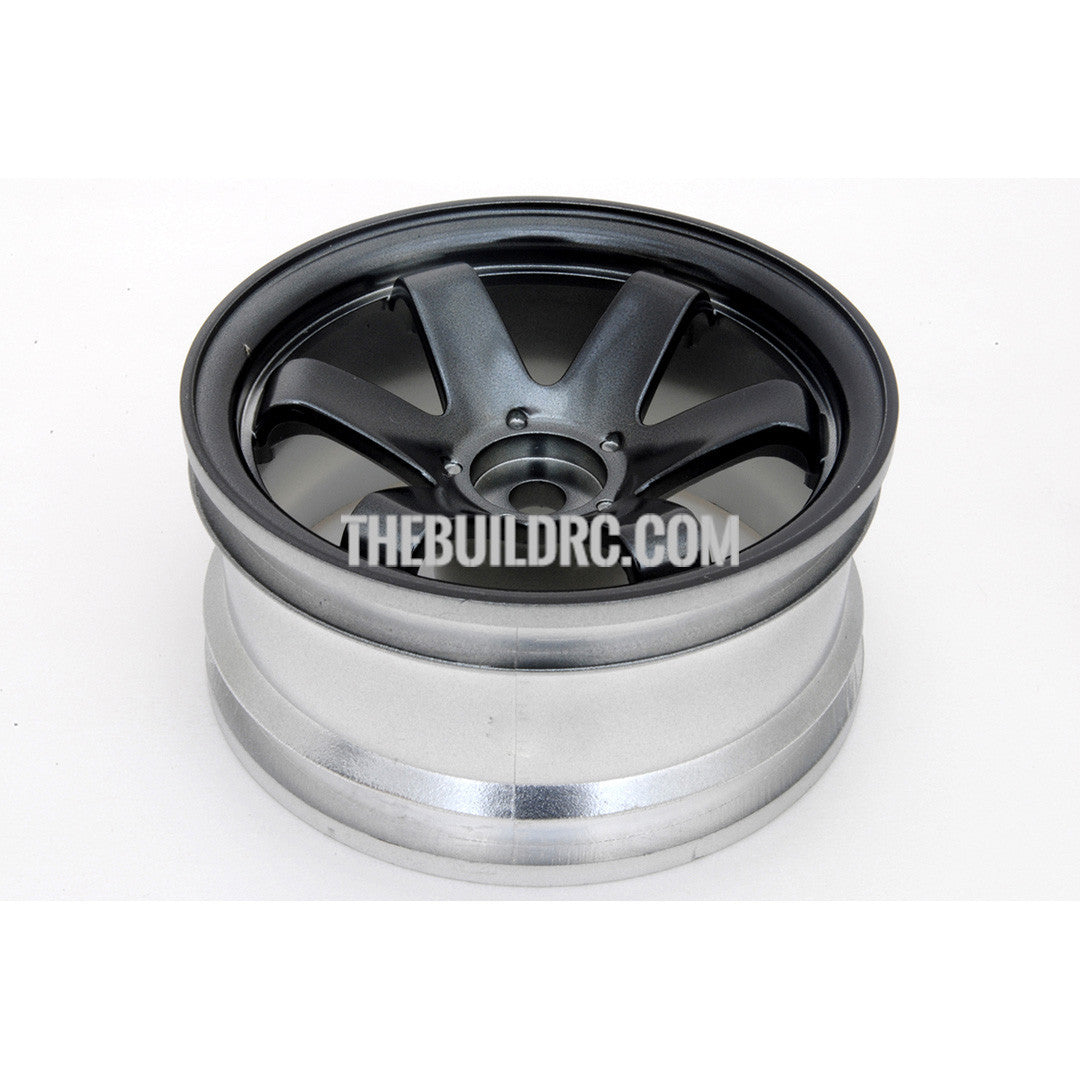 1/10 RC Car 6 Spoke 6mm Offset Drift 26mm Wheel Rim Set - Black