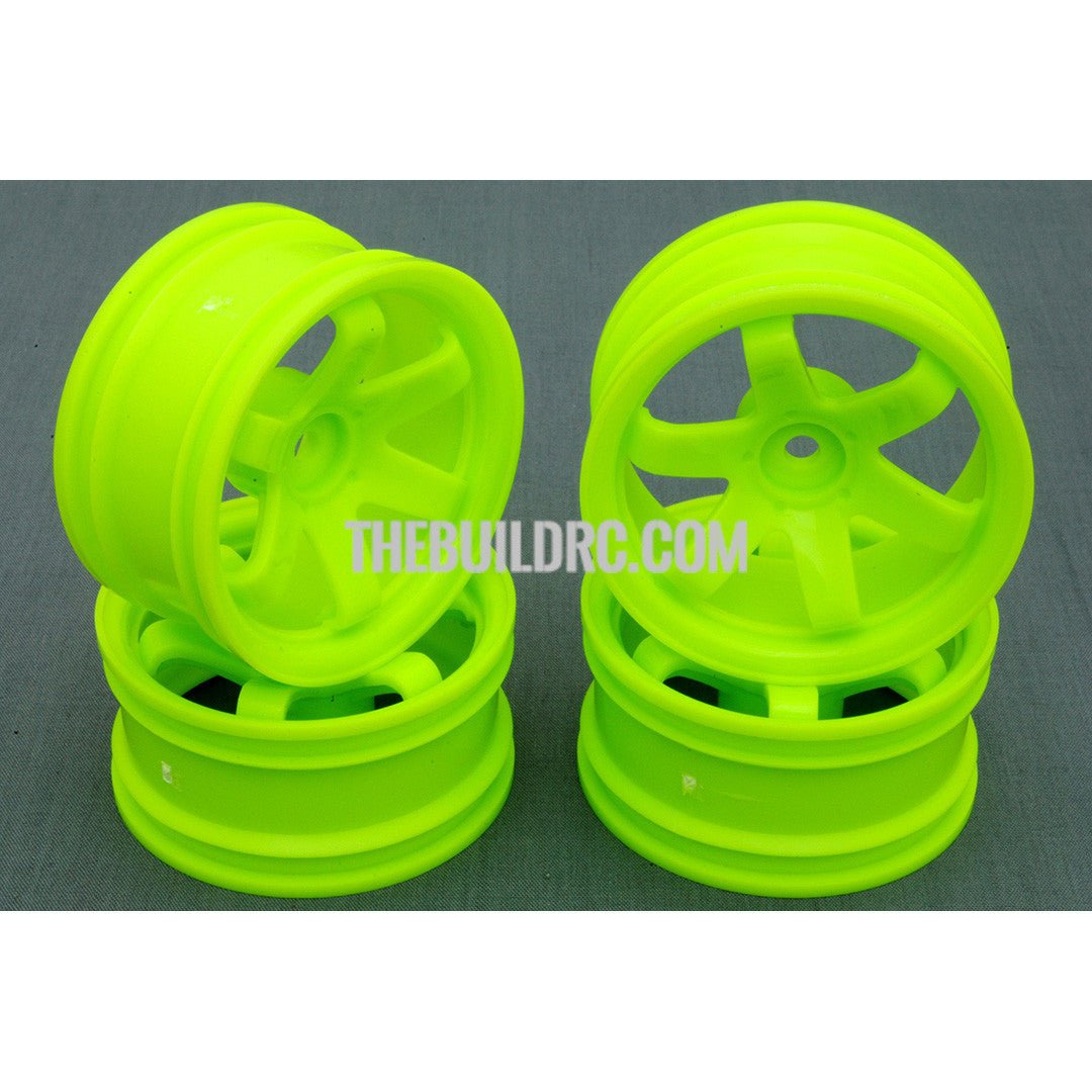 1/10 RC Car 6 Spoke 6mm Offset Drift 26mm Wheel Rim Set - Green