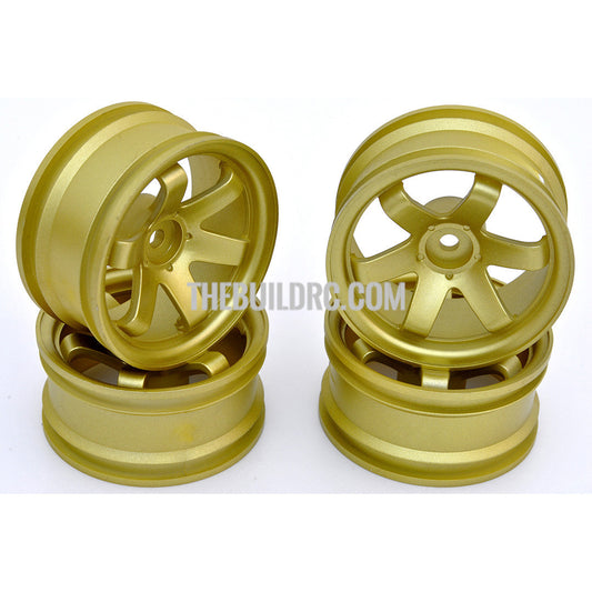1/10 RC Car 6 Spoke 6mm Offset Drift 26mm Wheel Rim Set - Gold