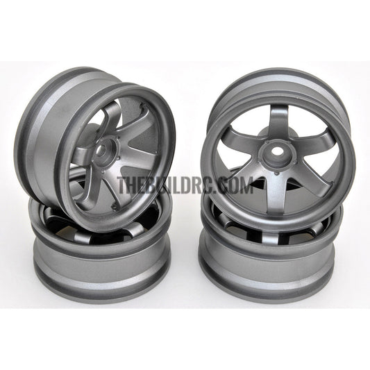 1/10 RC Car 6 Spoke 6mm Offset Drift 26mm Wheel Rim Set - Grey
