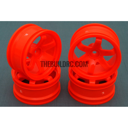 1/10 RC Car 6 Spoke 6mm Offset Drift 26mm Wheel Rim Set - Orange