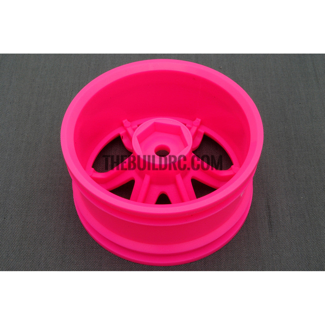 1/10 RC Car 6 Spoke 6mm Offset Drift 26mm Wheel Rim Set - Red