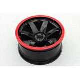 1/10 RC Car 6 Spoke 6mm Offset Drift 26mm Wheel Rim Set - Red / Black