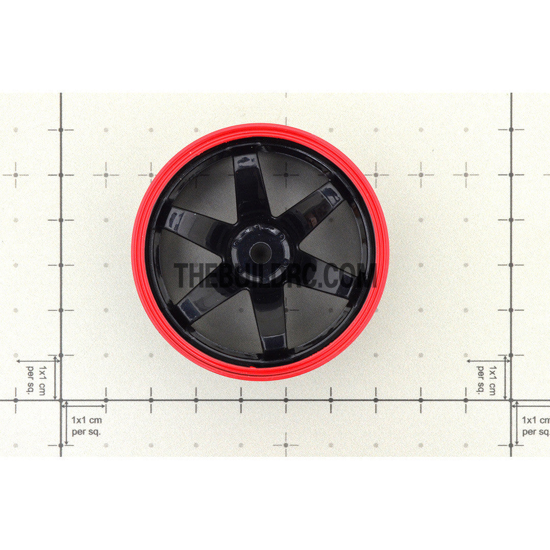 1/10 RC Car 6 Spoke 6mm Offset Drift 26mm Wheel Rim Set - Red / Black