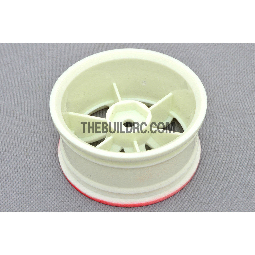 1/10 RC Car 6 Spoke 6mm Offset Drift 26mm Wheel Rim Set - Red / White